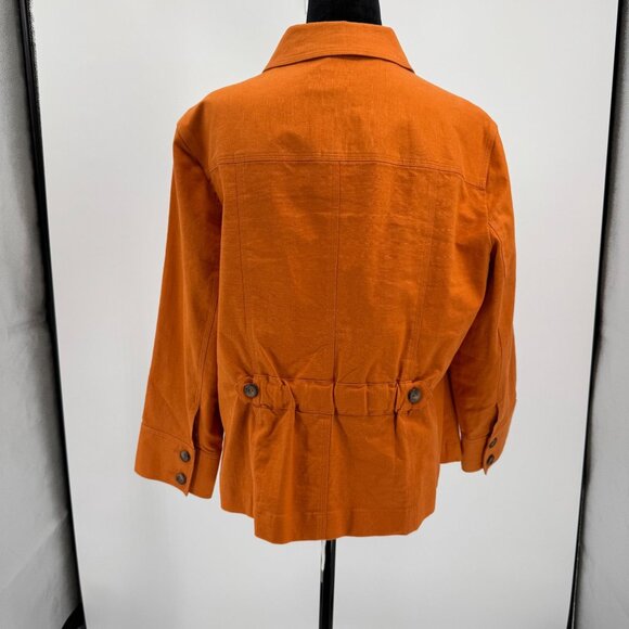 Bloomingdales Womens Orange Linen Blend Button Front Utility Jacket Size 16W - Picture 5 of 6